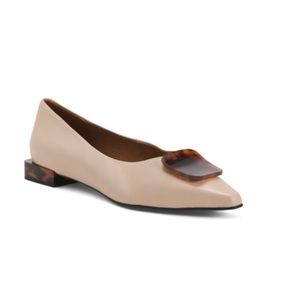 ANGEL ALARCON Pointy Toe Leather Flats, 39 (8)